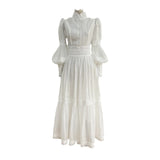 2024 Fashion Classic Elegant Long Princess Bubble Sleeves Egan Yarn Large Size Women's Dress