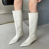 New 2025 New Pointed Thin White High Tube Knight Boots But Knee Sleeve Fashion
