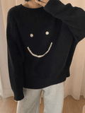 Smiley Face Oversized Sweater- Outfit