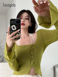 Y2k Vintage T-shirt Women Skinny Sexy Two Pieces Tops Streetwear Lace Up Tank+ Cloak Gothic Clothes Sunmmer