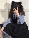 Lolita Sweet Girl Dress Kawaii Cute Suspender 2-Piece Set Women Casual Shirt JSK Japanese