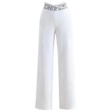 Silk Wide Leg Pants Women Summer New High Waist Hanging Feeling Loose Waist Straight Barrel Loose White Drag Long