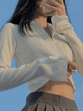 Long Sleeve Rib Knit Crop Top- Outfit