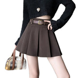 Coffee Color Wool Pleated Skirt Women's Winter 2024 New High-Waist A-Line Umbrella Skirt Small Anti-Light Skirt-Outfit