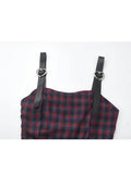 A Line Suspender Dress Dress Gothic Vintage Plaid Harajuku Short Sleeve Party Mini Dress Summer Fashion Streetwear