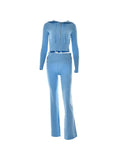 knit two-piece suit with zip and