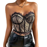 Hottie Sexy Steel Ring Fish Bone Repair Waist Lace Breast Small Vest