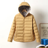 Autumn Winter New Down Jacket Female Short Money Thin Limo Casual Seamless Pressure Glue Collision Color White Duck Down Coat Tide-Outfit