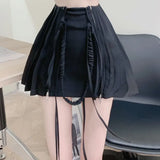 Skirt Women Summer High Waist Lace-up Double Zippers Harajuku Pleated Mini Skirts Cute Shorts