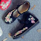 Zingj Shoe Box, Flat Shoes Handmade Stitching Injection Molding Soft Sole Wide Feet Fat Feet Mother Shoes Embroidered Cloth Shoes Women's