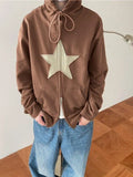 Vintage Star Patch Baggy Zip Up Hoodie- Outfit