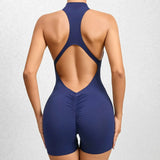 Hollow Backless Scrunch Butt Sport Jumpsuit Short Woman One Piece Gym Outfit Sleeveless Zipper Fitness Overalls Yoga