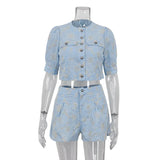 Zingj New French Design Sense Small Fashion Embroidery Suit Short-Sleeved Shirt Two Sets Of Advanced Sense Of Summer Clothes-Outfit