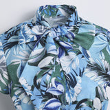 Women 50s 60s Blouses Vintage Fashion Floral Print Cropped V Neck Long Sleeve Back Elastic Female Shirts Chic