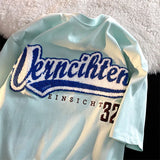 New Loose Tshirt Letter Womens Tops Flocking Embroidery High Quality Y2k Aesthetic Short Sleeved T Shirt Womens Y2k
