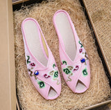 Zingj Embroidered Cloth Shoes Cloth Art Outside Wear Slippers Summer Cool Drag National Wind Retro Xiangyun Fish Mouth Women's