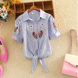 Top Summer Women Casual Tops Short Sleeve Embroidery White Top Blouses Shirts Sexy Kimono Loose Beach Shirt Blusas