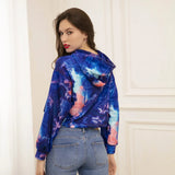 Autumn And Winter New Tie-Dye Printed Hooded Hoodie Short-Style Sweater Women's Long-Sleeved