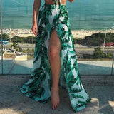New Bikini Set Beach Skirt Tunics for Beach Long Leaves Print Bikini Cover up Robe de Plage Sarong Beach Swimsuit