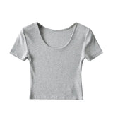 Zingj New Spring And Summer Slim Short Sports Short-Sleeved T-Shirt Women's Solid Color Fitness Stretch Running Yoga