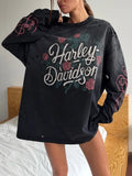 Cut To Make Old Print Women's Rose Letter Print Street Cool Lazy Slack Feel