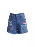 Loose Paste Cloth Casual Denim Shorts-Outfit