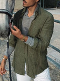 Spring Beach Long Sleeve Turn-down Collar Button-up Shirts Summer Solid Loose Shirt 2022 Retro Cotton Linen Mens