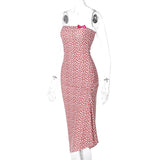 Strapless Heart Print Midi Dress-Outfit