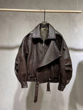Bubble Leather Locomotive Jacket Loose PU Leather Coat Oversize New High-End Simple Autumn