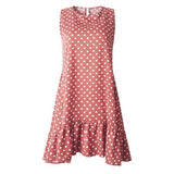 Women Dresses 2022 Women's Ruffles Spring Street Sexy Casual Slim Thin Beach Party O Neck Mini Polka Dots Free