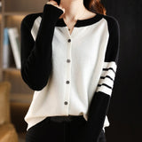 Zingj Size Women's Wear Color Striped Cardigan Long Sleeve Sweater Female 2024 Spring And Autumn New Casual Thin Jacket Tide-Outfit