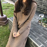 Plus Size Long Sleeve Knitting Sweater Winter Maxi Bodycon Loose Skater Fashion Dress Warm Elegant For Women Ladies
