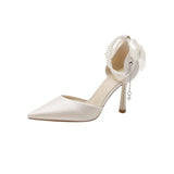 Jane High-Heeled Women Hollow Sharp Tip Sheel 2025 New Summer Strap Fashion High-End Nude
