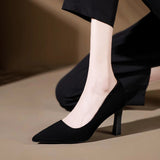 High Heels Women's Velvet Soft Soles Standing Not Tired Feet Flight Attendant Commuting Professional Black Work Shoes Single