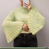 Horn Sleeves Lazy Short Sweater Ins Fall's New Fashionable Commuter Blouse Women's