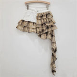 Denim Irregular Patchwork Ruffles Mini Skort- Outfit