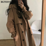 Women Trench Coat Casual Women's Long Outerwear Loose Overcoat Autumn Winter Fashion Double-breasted Windbreaker