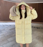 Autumn And Winter 2024 New Korean Version Of Cotton-Padded Clothes Female Long Hooded College Wind Over The Knee And Thick Loose Coat Tide-Outfit