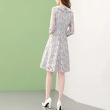 Blue Lace Dress French Floral Dress Female 2022 Spring New Women A-line O-neck Sweet Dresses Streetwear