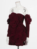 Design-Sensitive Dress Woman 2025 Spring New Sexy Fashion Three-Dimensional Flowers Splicing Body Bra Short