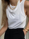 Zingj New Commuter Trend Irregular Fake Two Sling Vest Women's Round Collar With A Top T