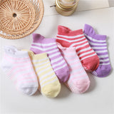Pairs/lot 0 to 5 Years Anti-slip Non Skid Ankle Socks With Grips For Baby Toddler Kids Boys Girls All Seasons Cotton