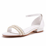 Cm Square With A Mouth With Sandals Ivory White Silk Satin Bridal White Pearl Pearl Sandals