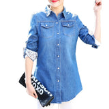 Tops and Blouses Denim Shirts for Ladies Top 2019 Autumn Long Sleeve Blue Jeans Shirt Plus Size S~3XL Chemise Blusas