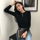 Half Sexy O-neck Sweater Women Solid Slim Autumn Winter Clothes 2021 Sueter Mujer Basic Fashion Pullovers warm soft