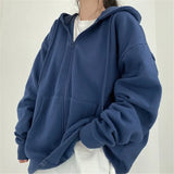 Solid Color Zip Up Oversized HoodieOutfit