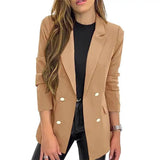 Zingj New Small Suit Coat Women's Solid Color Casual Long Sleeve Lapel Button Autumn