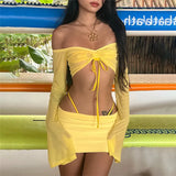 2022 Summer New Women's Clothing Solid Color Repair Word Long-Sleeved Fashion Skirt Suit