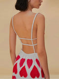 Women Elegant Heart Print Sling Maxi Dress Backless Sleeveless Slim Fit Long Robes 2025 New Fashion Lady Banquet Evening Vestido 211-1-Outfit