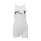 Zingj Summer Trend New Sexy Micro Letter Print Show Thin Versatile Straight Jumptop- Outfit